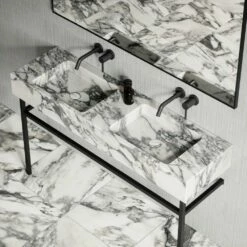 Vernante Vanity Unit With Arabescato Marble Basin 1400mm -LUSSOSTONE Shop vernante vanity unit with arabescato marble basin 1400mm p5041 27690 image