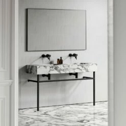 Vernante Vanity Unit With Arabescato Marble Basin 1400mm -LUSSOSTONE Shop vernante vanity unit with arabescato marble basin 1400mm p5041 27691 image