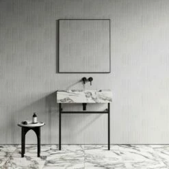 Vernante Vanity Unit With Arabescato Marble Basin 800mm