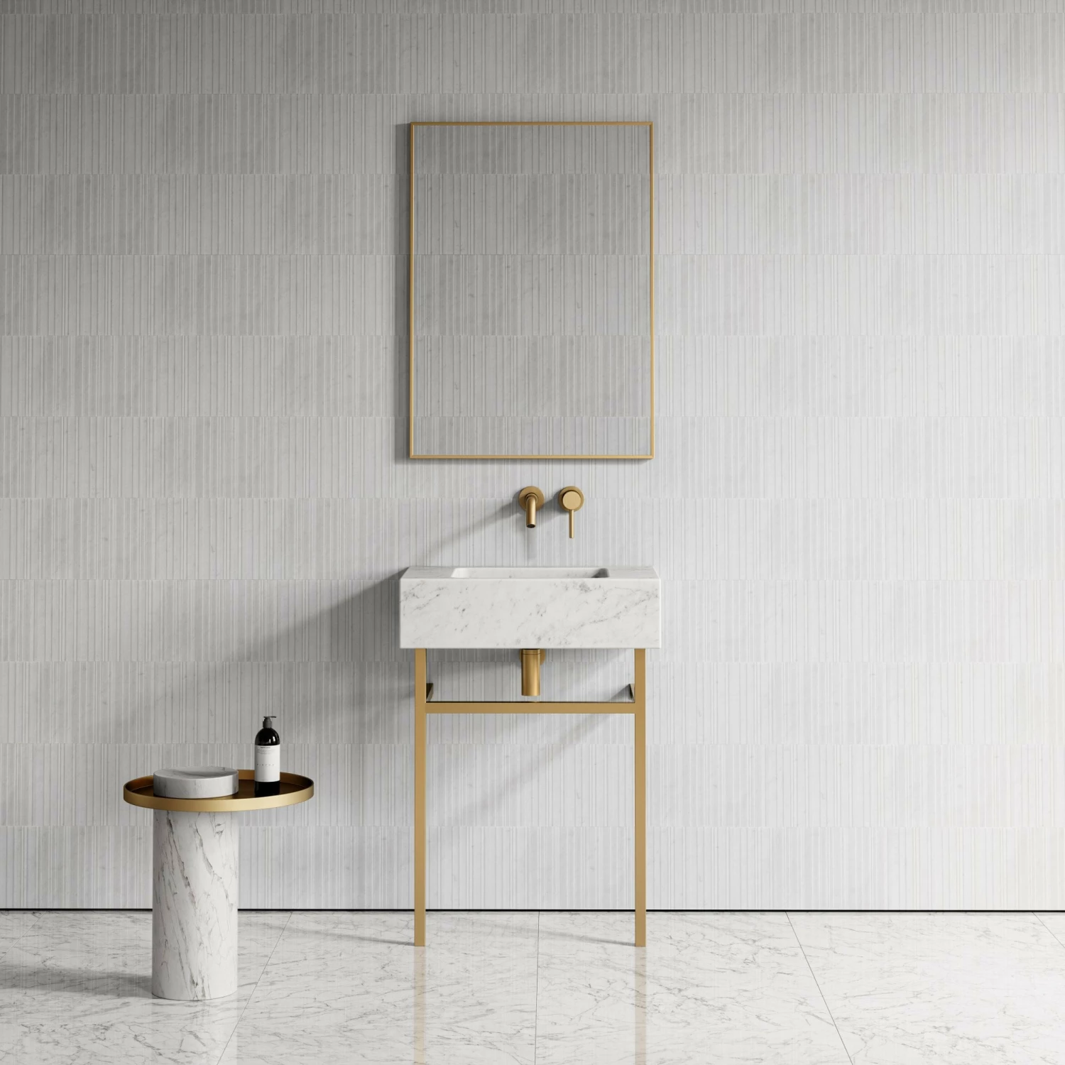Vernante Vanity Unit With Carrara Marble Basin 600mm 3 Vernante Vanity Unit With Carrara Marble Basin 600mm