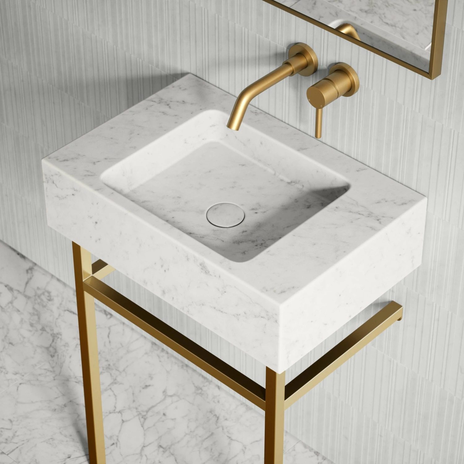 Vernante Vanity Unit With Carrara Marble Basin 600mm 4 Vernante Vanity Unit With Carrara Marble Basin 600mm - Image 2
