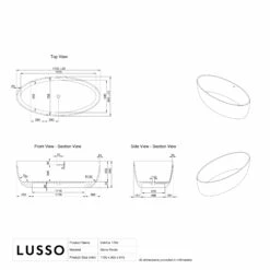 Vetrina Black Freestanding Stone Bath 1700mm -LUSSOSTONE Shop vetrina black freestanding stone bath 1700mm p982 41632 zoom