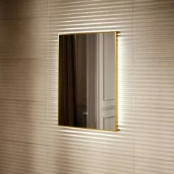 Vision Brushed Gold Mirror With Natural White LED Light And Demister 600mm