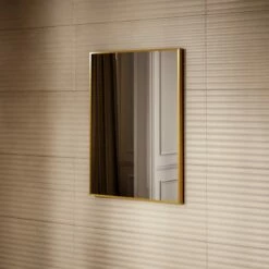 Vision Brushed Gold Mirror With Natural White LED Light And Demister 600mm -LUSSOSTONE Shop vision brushed gold mirror with natural white led light and demister 600mm p6487 40655 zoom
