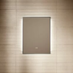 Vision Matte Black Mirror With Natural White LED Light And Demister 600mm -LUSSOSTONE Shop vision matte black mirror with natural white led light and demister 600mm p6486 40650 zoom