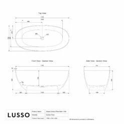 Vivere Freestanding Forged Carbon Fibre Bath 1700mm -LUSSOSTONE Shop vivere freestanding forged carbon fibre bath 1700mm p6033 41755 zoom