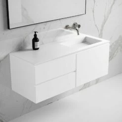 Vola Vanity Unit With Stone Basin (Matte White 1200mm) -LUSSOSTONE Shop vola vanity unit with stone basin matte white 1200mm p1903 11699 image