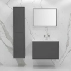 Volini Bathroom Storage Cabinet Matte Anthracite 350mm -LUSSOSTONE Shop volini bathroom storage cabinet matte anthracite 350mm p1417 8459 zoom