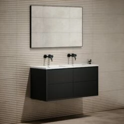 Volini Double Bathroom Vanity Unit Matte Black 1200mm -LUSSOSTONE Shop volini double bathroom vanity unit matte black 1200mm p3989 39788 zoom