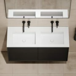 Volini Double Bathroom Vanity Unit Matte Black 1200mm -LUSSOSTONE Shop volini double bathroom vanity unit matte black 1200mm p3989 39789 zoom