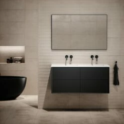 Volini Double Bathroom Vanity Unit Matte Black 1200mm