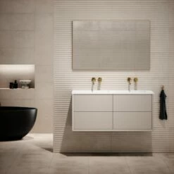 Volini Double Bathroom Vanity Unit Matte Stone 1200mm