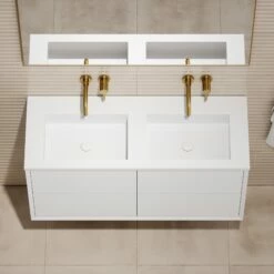 Volini Double Bathroom Vanity Unit Matte White 1200mm -LUSSOSTONE Shop volini double bathroom vanity unit matte white 1200mm p3987 39721 zoom