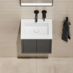 Volini Mini Cloakroom Vanity Unit With Stone Basin (Matte Anthracite 400mm) -LUSSOSTONE Shop volini mini cloakroom vanity unit with stone basin matte anthracite 400mm p4584 40384 zoom