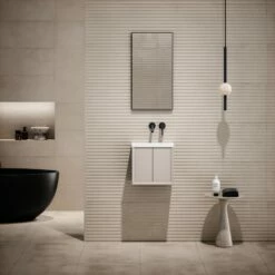 Volini Mini Cloakroom Vanity Unit With Stone Basin (Matte Cappuccino 400mm)