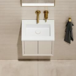 Volini Mini Cloakroom Vanity Unit With Stone Basin (Matte Cappuccino 400mm) -LUSSOSTONE Shop volini mini cloakroom vanity unit with stone basin matte cappuccino 400mm p4588 40388 zoom