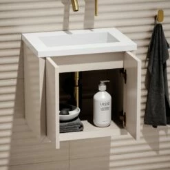 Volini Mini Cloakroom Vanity Unit With Stone Basin (Matte Cappuccino 400mm) -LUSSOSTONE Shop volini mini cloakroom vanity unit with stone basin matte cappuccino 400mm p4588 40389 zoom