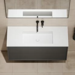 Volini Vanity Unit With Stone Basin (Matte Anthracite 1200mm) -LUSSOSTONE Shop volini vanity unit with stone basin matte anthracite 1200mm p1890 39799 zoom