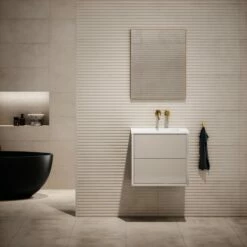 Volini Vanity Unit With Stone Basin (Matte Cappuccino 600mm)