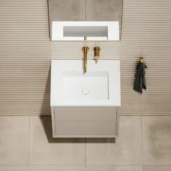 Volini Vanity Unit With Stone Basin (Matte Cappuccino 600mm) -LUSSOSTONE Shop volini vanity unit with stone basin matte cappuccino 600mm p1834 40053 zoom