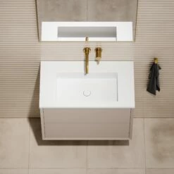 Volini Vanity Unit With Stone Basin (Matte Cappuccino 800mm) -LUSSOSTONE Shop volini vanity unit with stone basin matte cappuccino 800mm p1886 40032 zoom