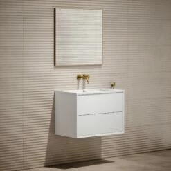 Volini Vanity Unit With Stone Basin (Matte White 800mm) -LUSSOSTONE Shop volini vanity unit with stone basin matte white 800mm p1882 40009 zoom