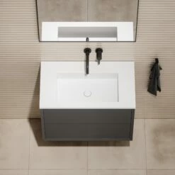 Volini Vanity Unit With Stone Basin (Polished Anthracite 800mm) -LUSSOSTONE Shop volini vanity unit with stone basin polished anthracite 800mm p3481 40025 zoom