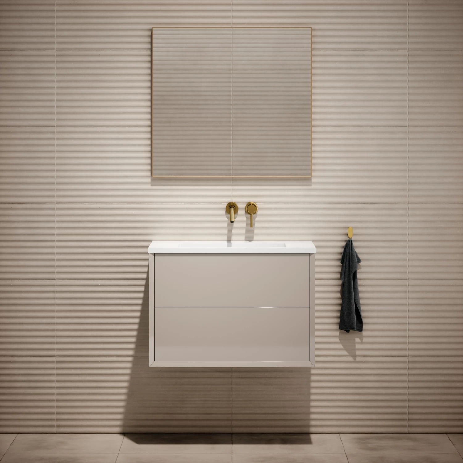 Volini Vanity Unit With Stone Basin (Polished Cappuccino 800mm) 4 Volini Vanity Unit With Stone Basin (Polished Cappuccino 800mm) - Image 2