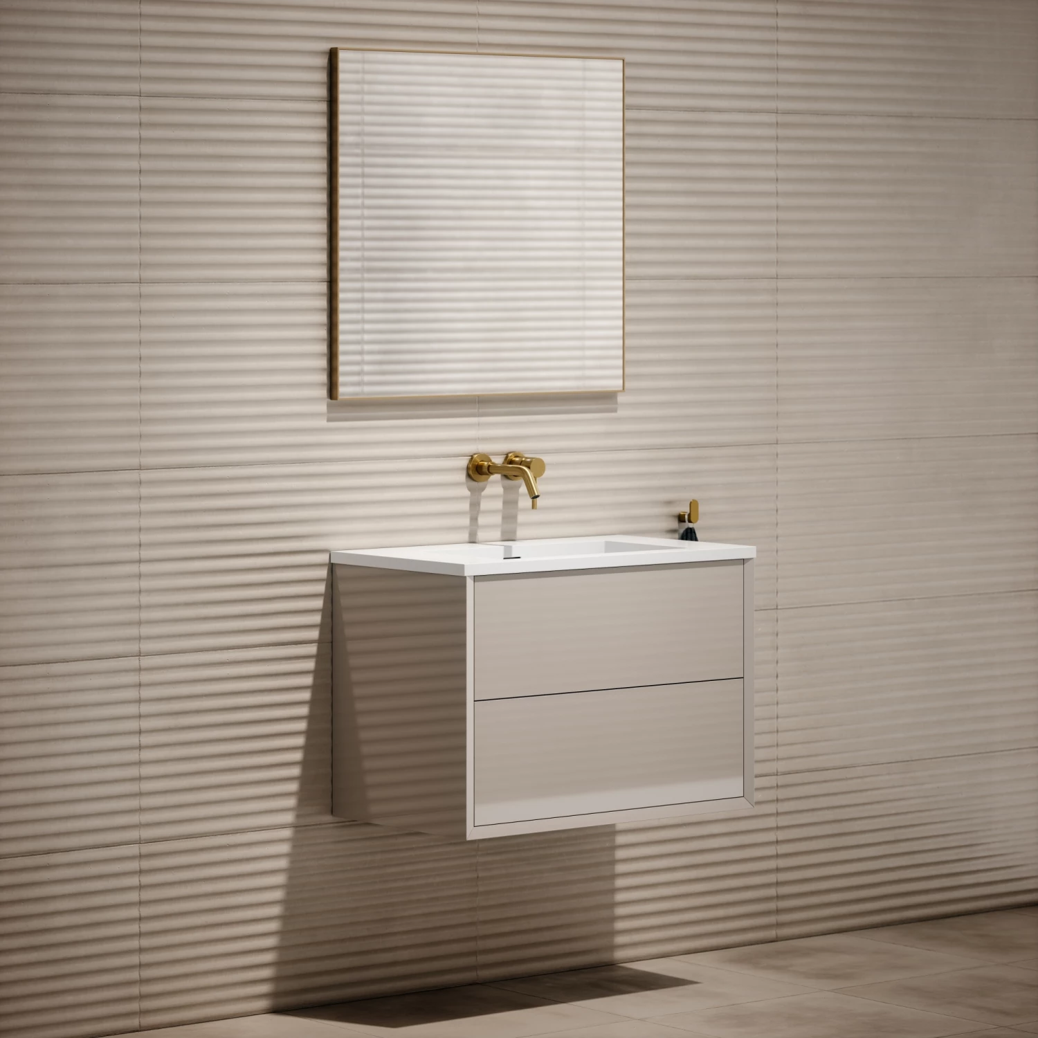 Volini Vanity Unit With Stone Basin (Polished Cappuccino 800mm) 5 Volini Vanity Unit With Stone Basin (Polished Cappuccino 800mm) - Image 3