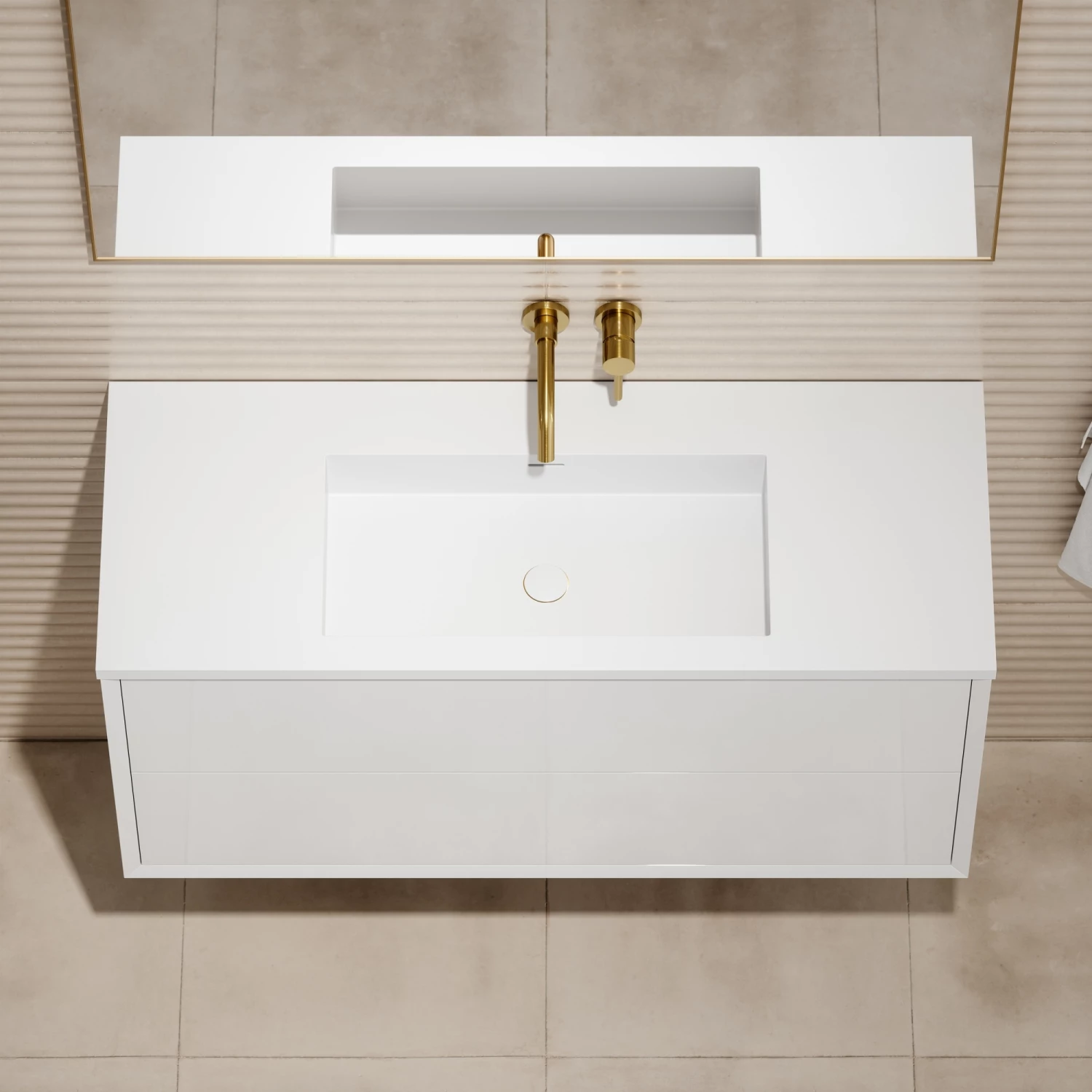 Volini Vanity Unit With Stone Basin (Polished White 1200mm) 6 Volini Vanity Unit With Stone Basin (Polished White 1200mm) - Image 4