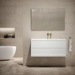 Volini Vanity Unit With Stone Basin (Polished White 1200mm)