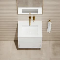 Volini Vanity Unit With Stone Basin (Polished White 600mm) 11 Volini Vanity Unit With Stone Basin (Polished White 600mm) -LUSSOSTONE Shop volini vanity unit with stone basin polished white 600mm p1832 40062 zoom
