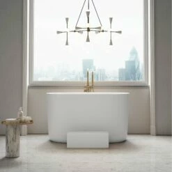 Zen Freestanding Japanese Soaking Bath With Step 1350mm