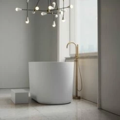 Zen Freestanding Japanese Soaking Bath With Step 1350mm -LUSSOSTONE Shop zen freestanding japanese soaking bath with step 1350mm p5917 35517 zoom