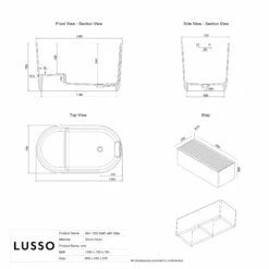 Zen Freestanding Japanese Soaking Bath With Step 1350mm -LUSSOSTONE Shop zen freestanding japanese soaking bath with step 1350mm p5917 41655 zoom
