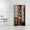 Zotto 3-Piece American Walnut Bathroom Storage Cabinet With LED
