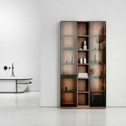 Zotto 3-Piece American Walnut Bathroom Storage Cabinet With LED