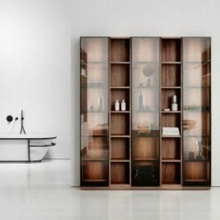 Zotto 5-Piece American Walnut Bathroom Storage Cabinet With LED