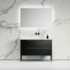 Zotto Vanity Unit With Stone Basin (American Walnut & Black Anthracite 1200mm)