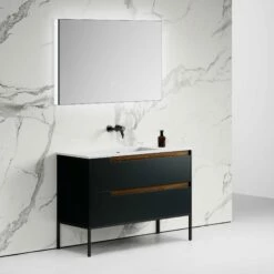Zotto Vanity Unit With Stone Basin (American Walnut & Black Anthracite 1200mm) -LUSSOSTONE Shop zotto vanity unit with stone basin american walnut black anthracite 1200mm p2302 15508 zoom