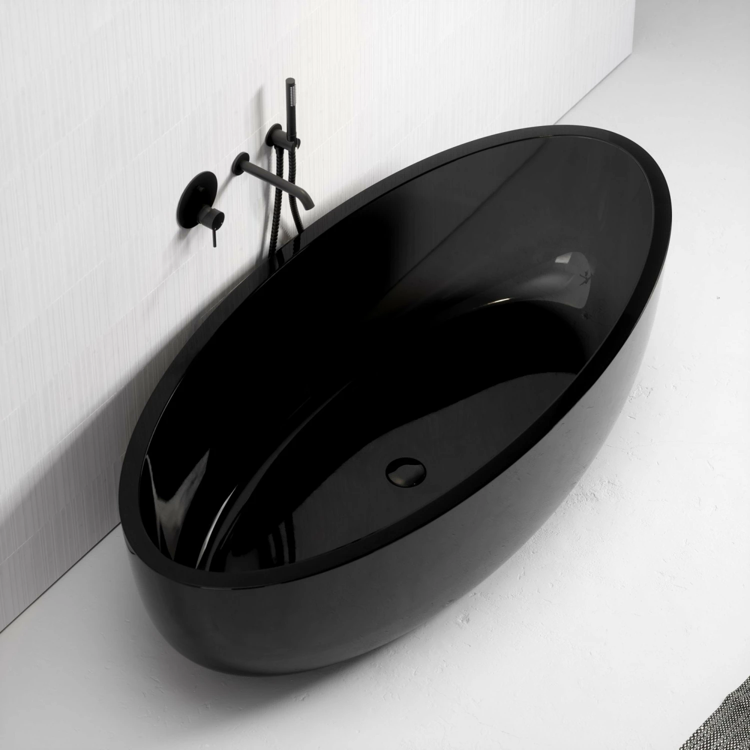 Zurra Lucid Black Freestanding Stone Bath 1700mm 4 Zurra Lucid Black Freestanding Stone Bath 1700mm - Image 2